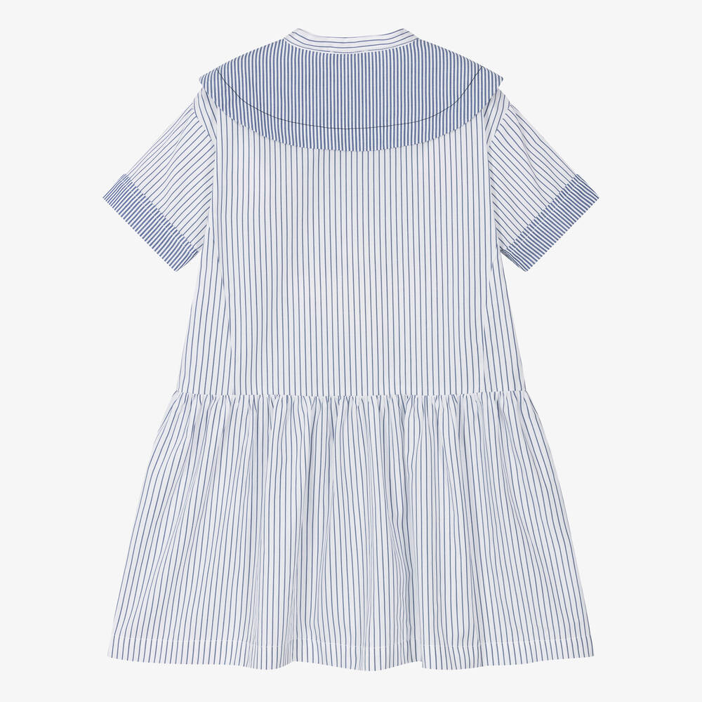 Il Gufo-فستان قميص قطن مقلّم لون أزرق | Childrensalon Outlet