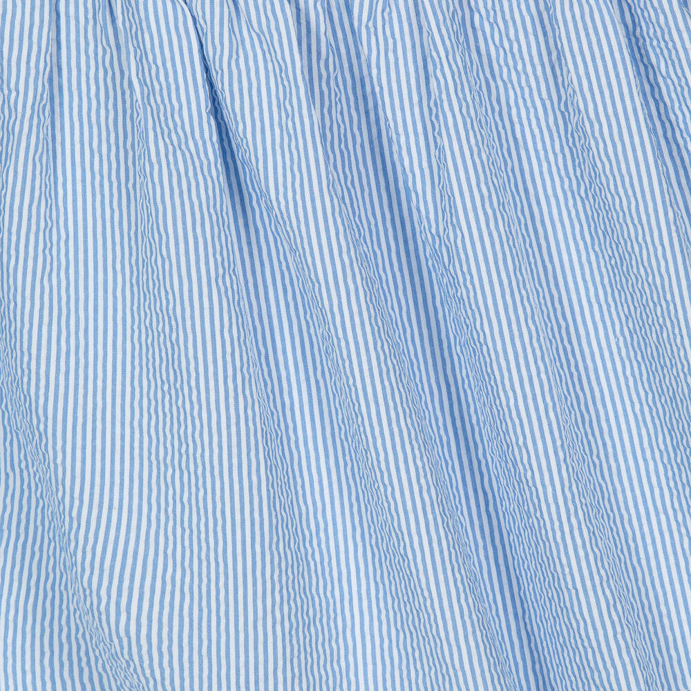 Il Gufo-Girls Blue Striped Cotton Dress | Childrensalon Outlet