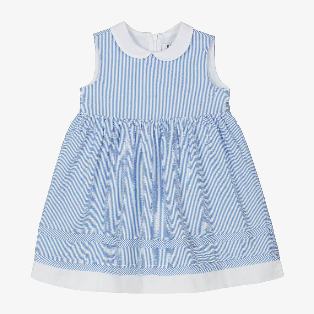Il Gufo-فستان قطن مقلم لون أزرق للبنات | Childrensalon Outlet