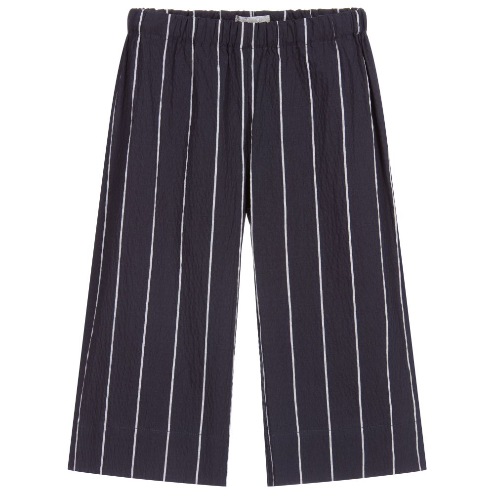 Il Gufo - Girls Blue Striped Culottes | Childrensalon