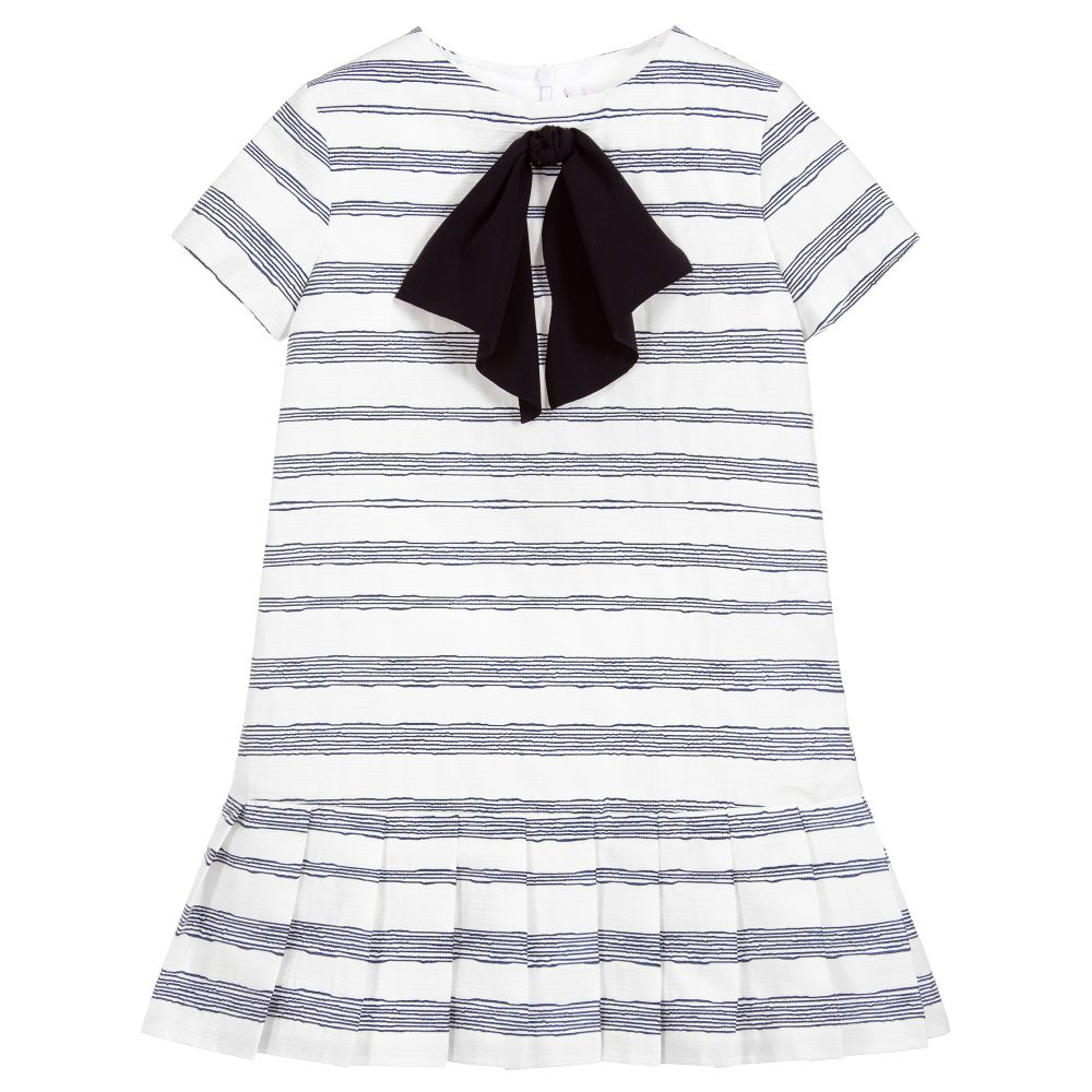 Il Gufo - Girls Blue Striped Dress | Childrensalon