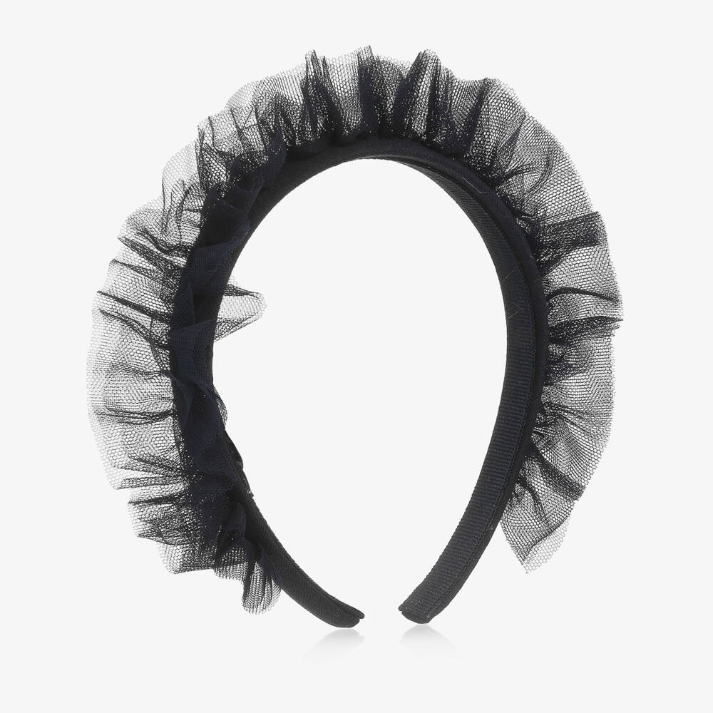 Il Gufo-Girls Blue Tulle Ruffle Headband | Childrensalon Outlet
