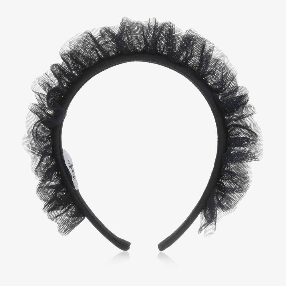 Il Gufo-Girls Blue Tulle Ruffle Headband | Childrensalon Outlet