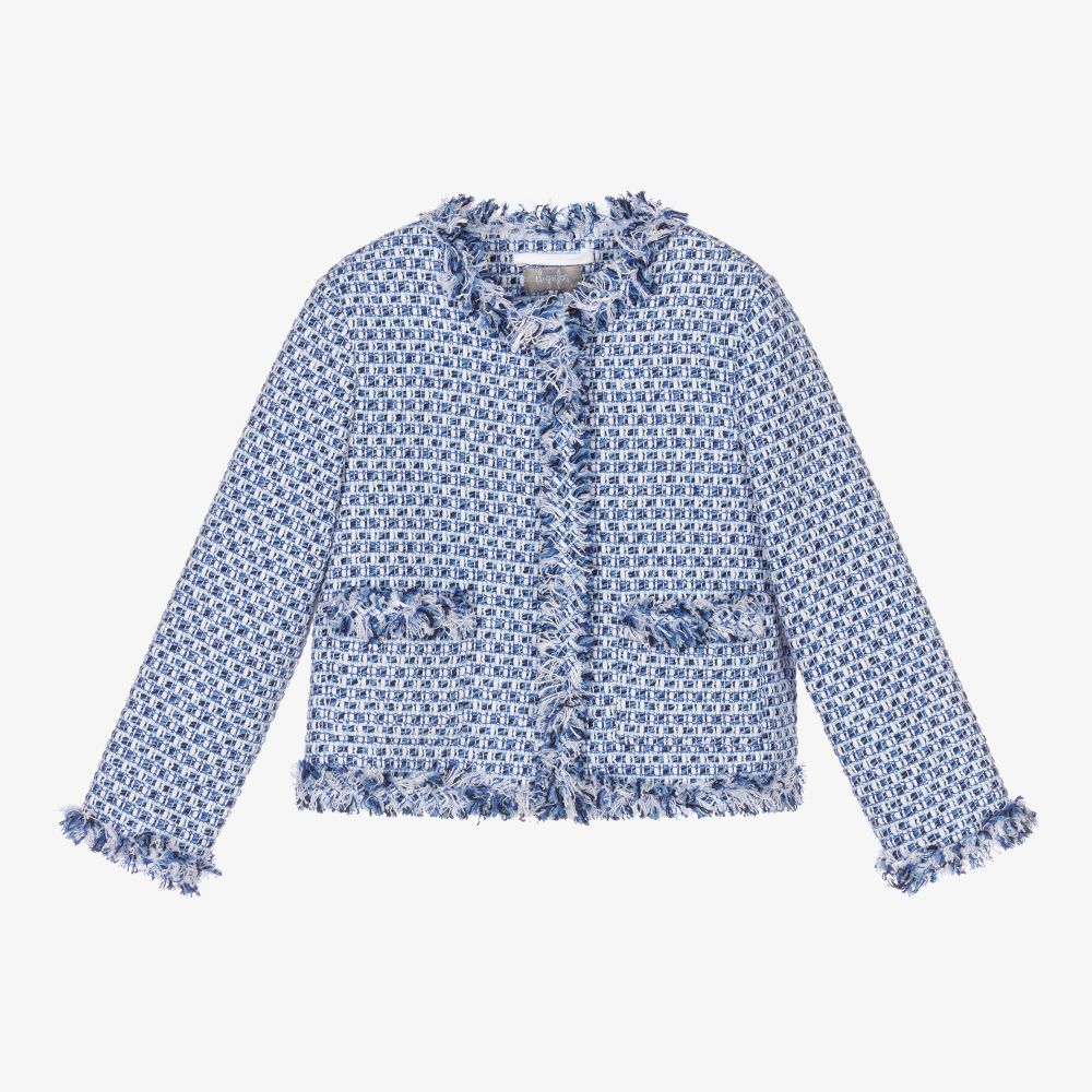Il Gufo - Girls Blue Tweed Jacket | Childrensalon
