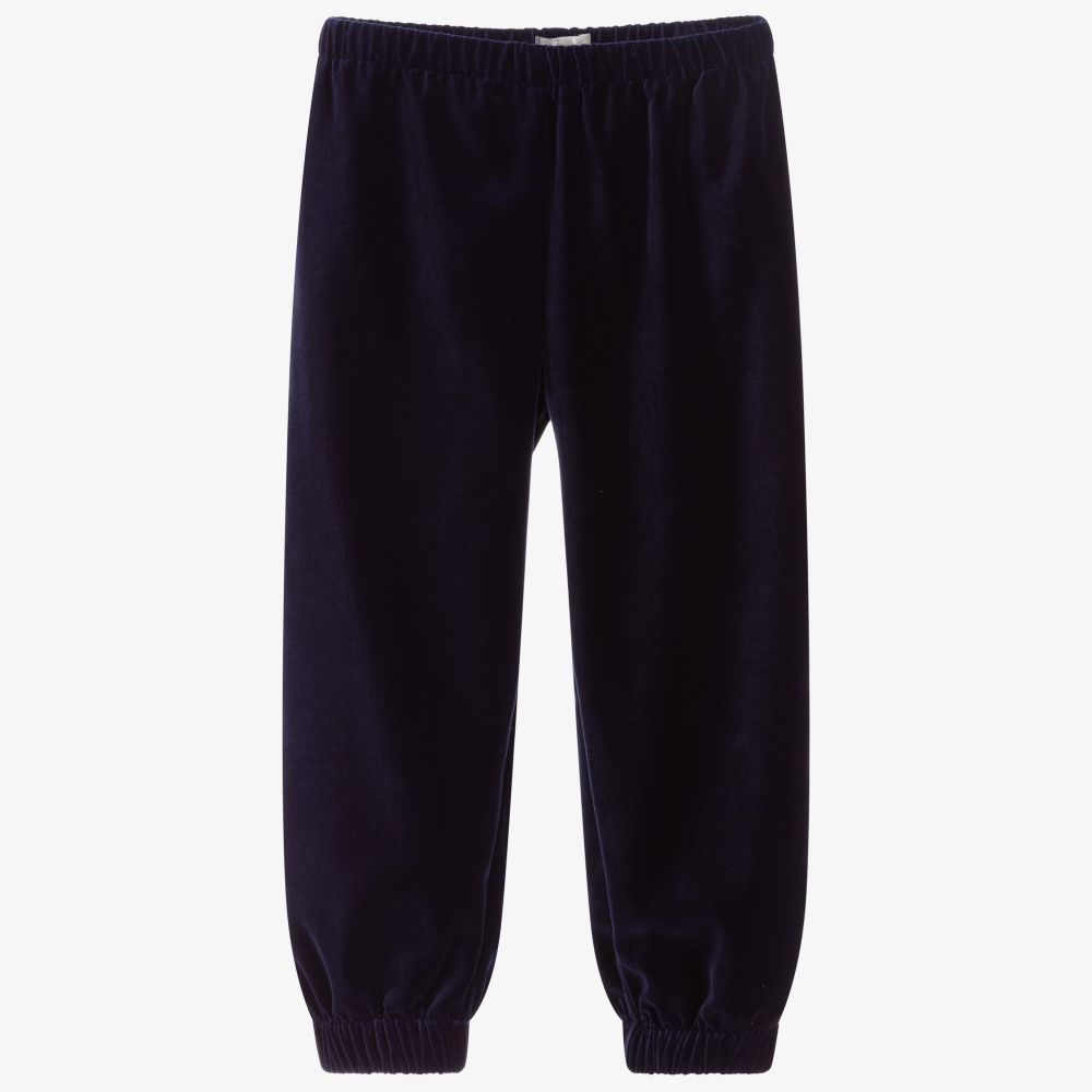 Il Gufo-Girls Blue Velvet Trousers | Childrensalon Outlet