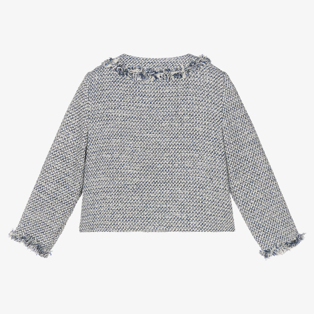 Il Gufo-جاكيت مزيج قطن لون كحلي وأبيض للبنات | Childrensalon Outlet