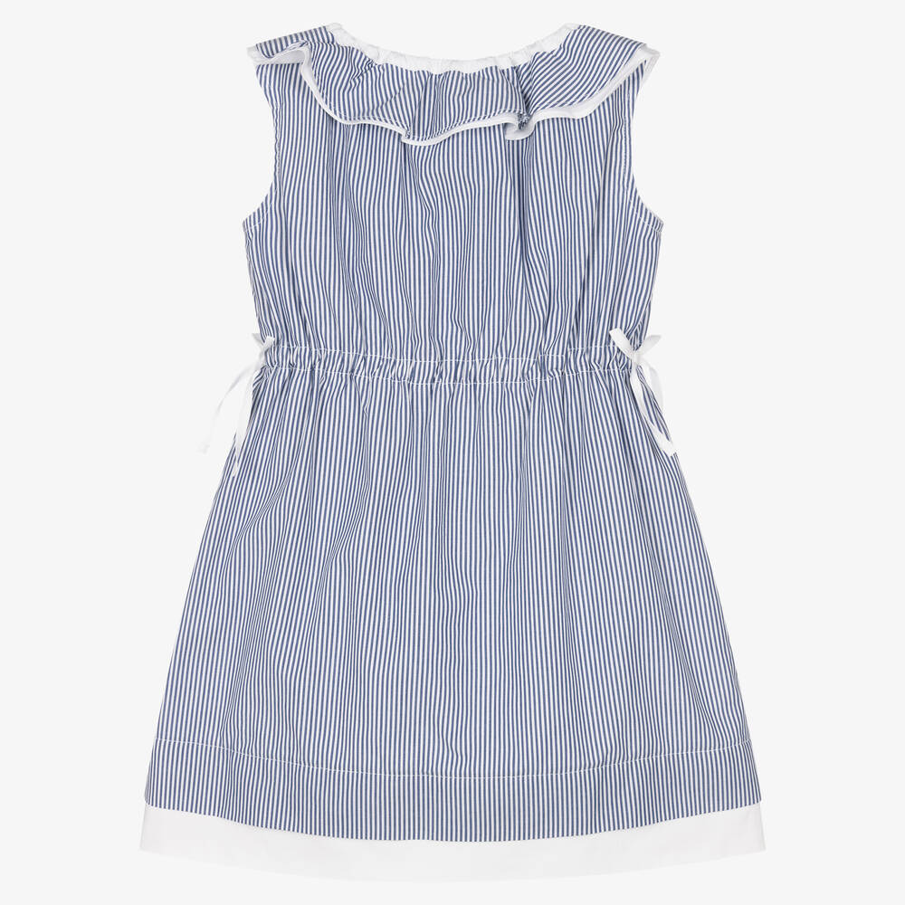 Il Gufo-Белое платье в синюю полоску | Childrensalon Outlet