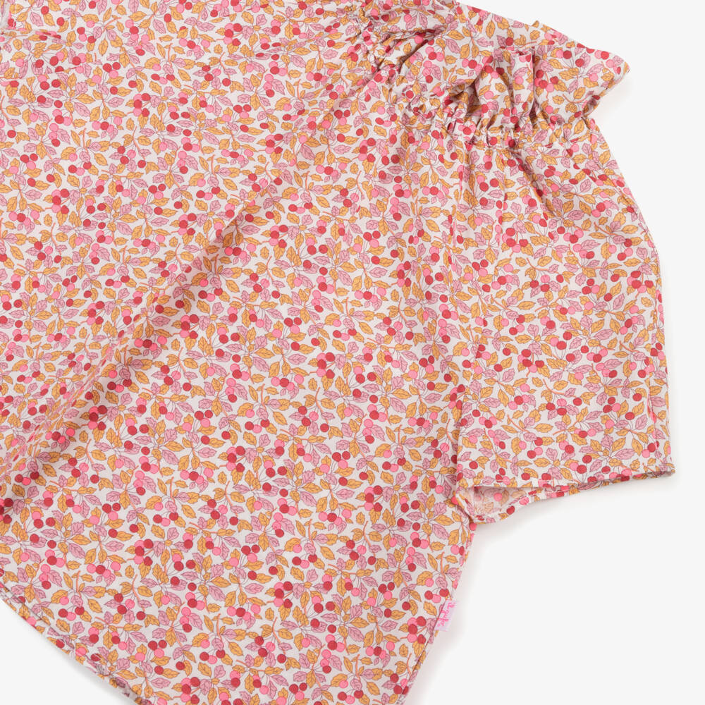 Il Gufo-بلوزة قطنية بنقشة الكرز للبنات بلون وردي فاتح | Childrensalon Outlet