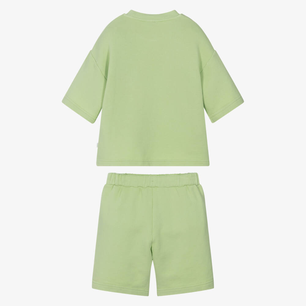 Il Gufo-Girls Breezy Knit Green Shorts Ensemble | Childrensalon Outlet
