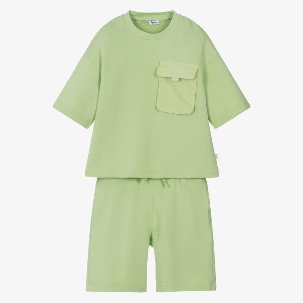 Il Gufo-Летний комплект зеленых вязаных шорт для девочек | Childrensalon Outlet