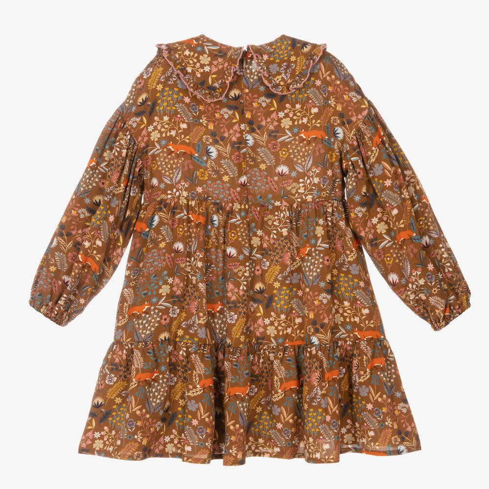 Il Gufo-Girls Brown Woodland Dress | Childrensalon Outlet