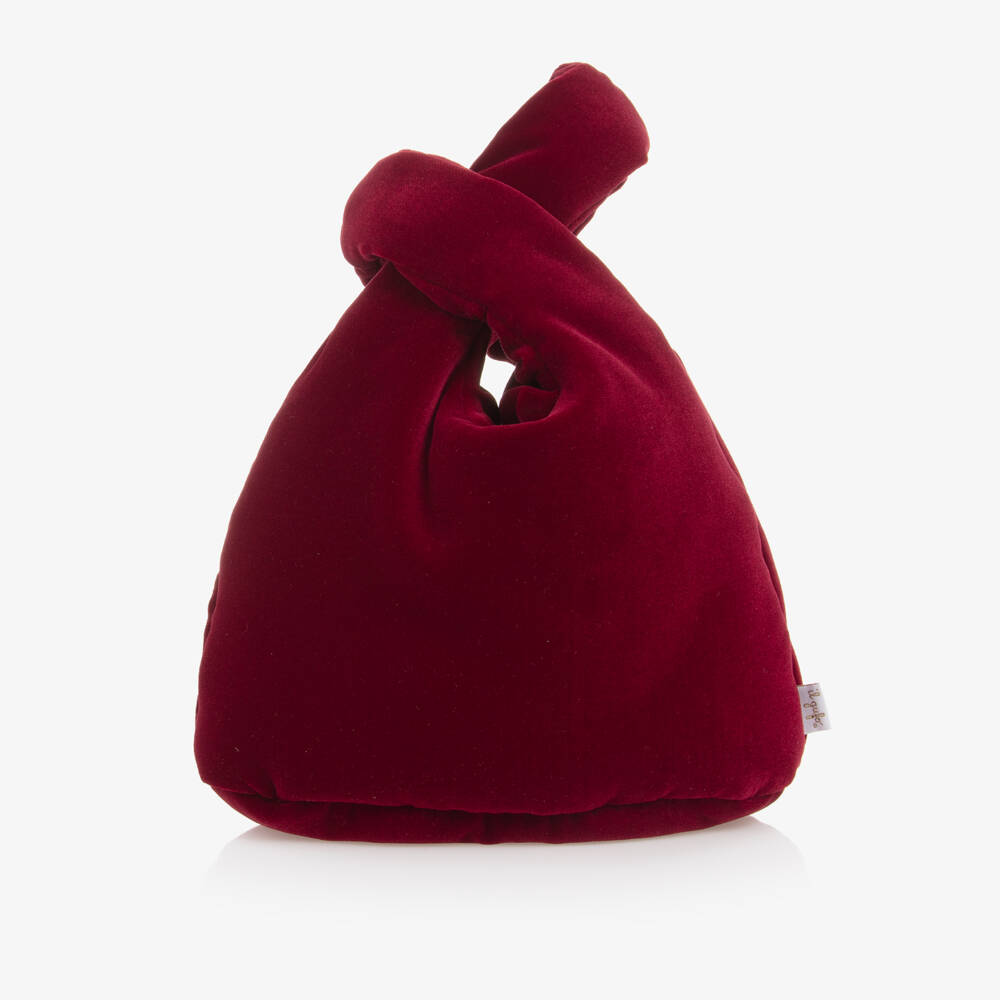 Il Gufo-Girls Burgundy Velvet Knot Handbag | Childrensalon Outlet