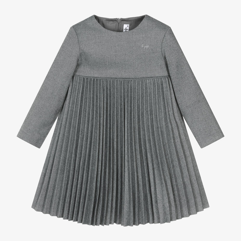 Il Gufo-Girls Charcoal Accordion Dress | Childrensalon Outlet