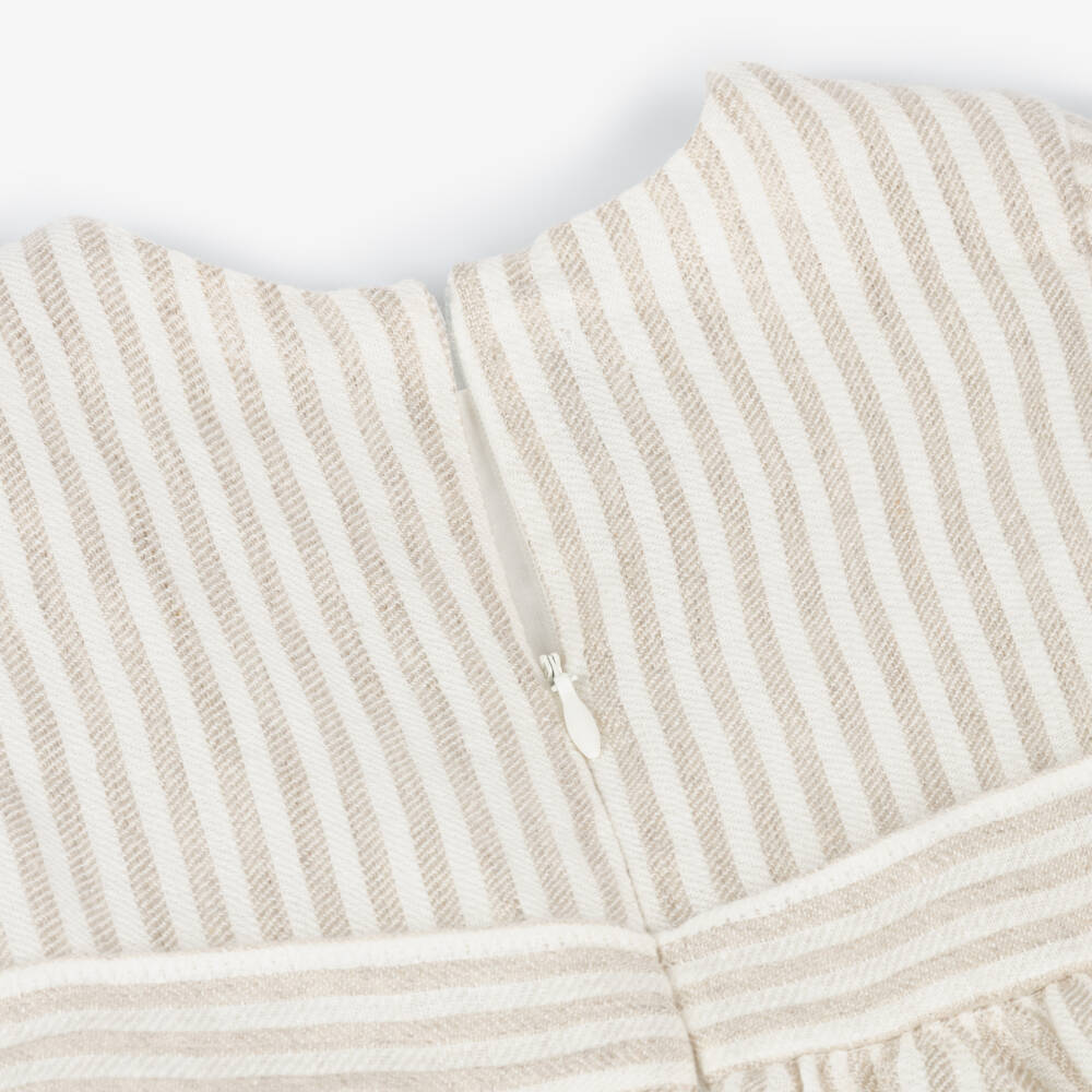 Il Gufo-Girls Classic Beige Linen Frock | Childrensalon Outlet