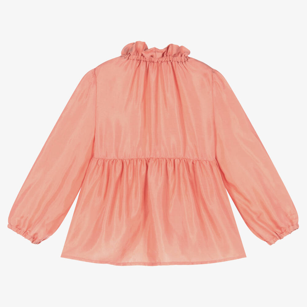 Il Gufo-بلوز تويل لون زهري مرجاني للبنات | Childrensalon Outlet