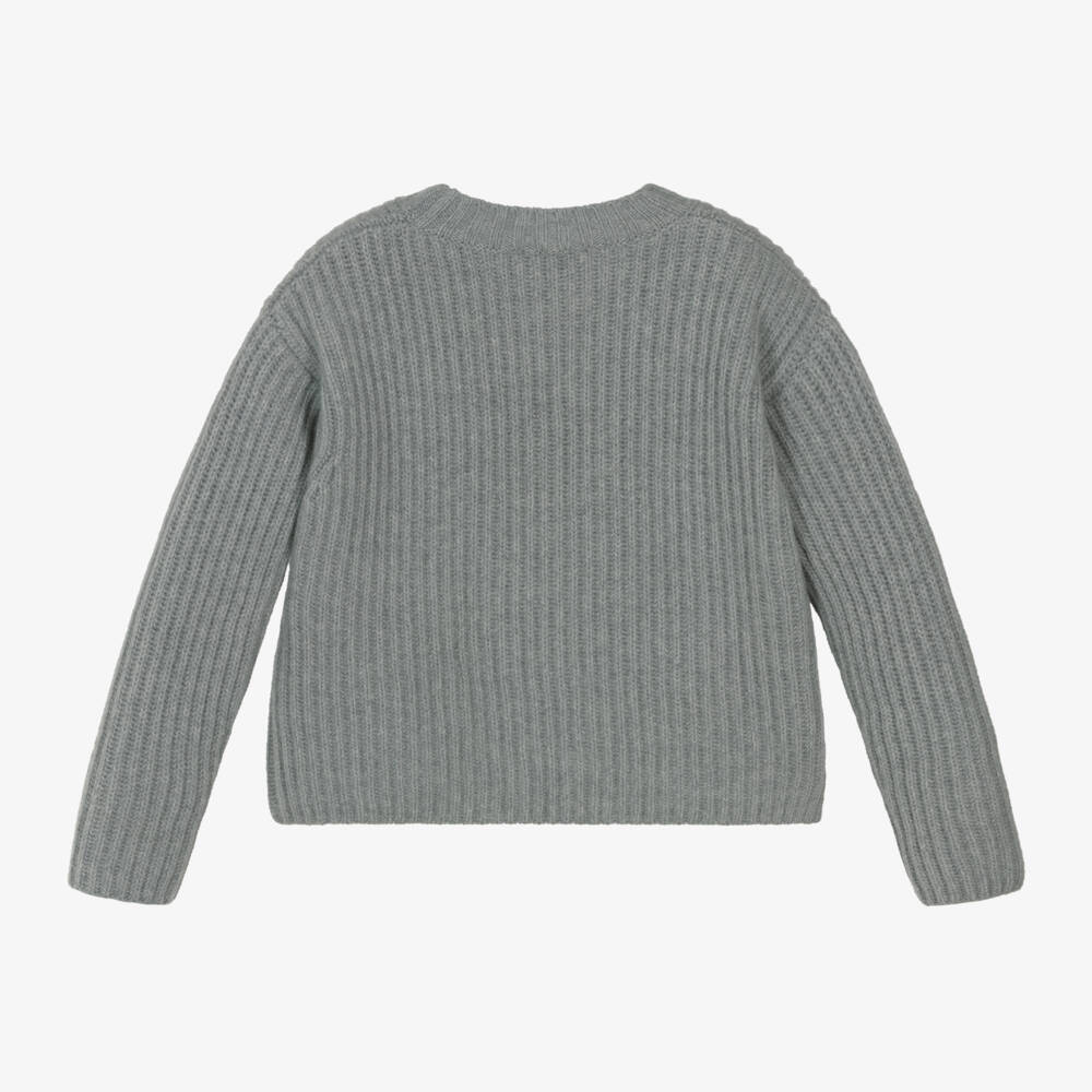 Il Gufo-Girls Cosy Grey Jumper | Childrensalon Outlet