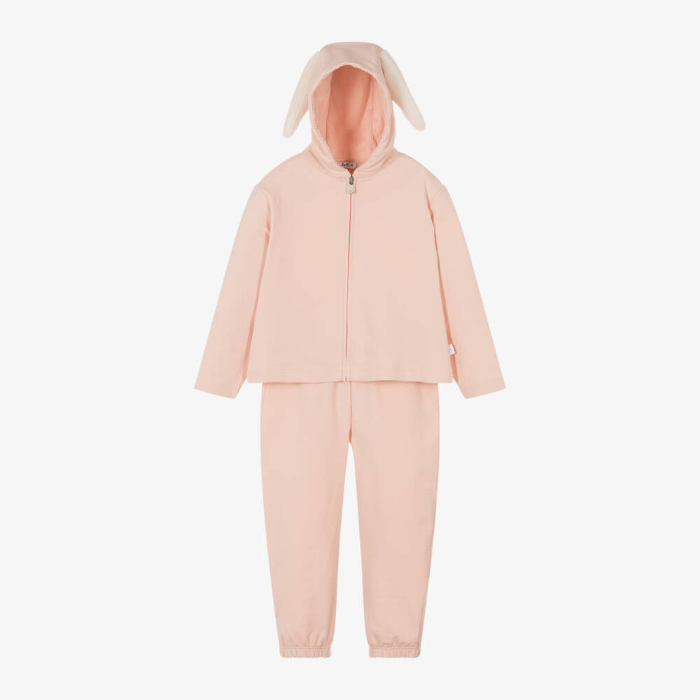 Il Gufo-Girls Cotton Bunny Hoodie Set | Childrensalon Outlet