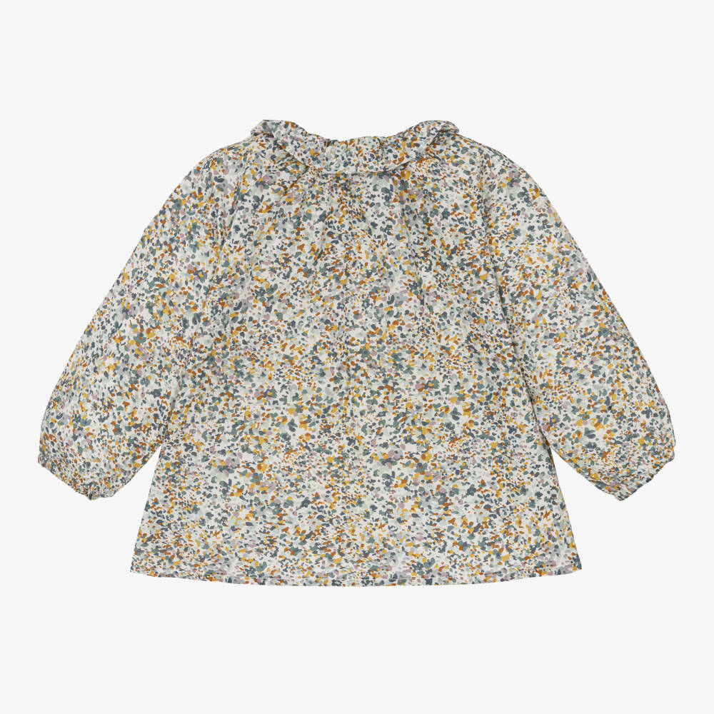 Il Gufo-Girls Cotton Floral Green Top | Childrensalon Outlet