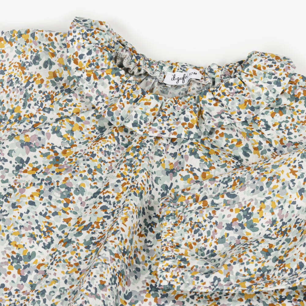 Il Gufo-Girls Cotton Floral Green Top | Childrensalon Outlet