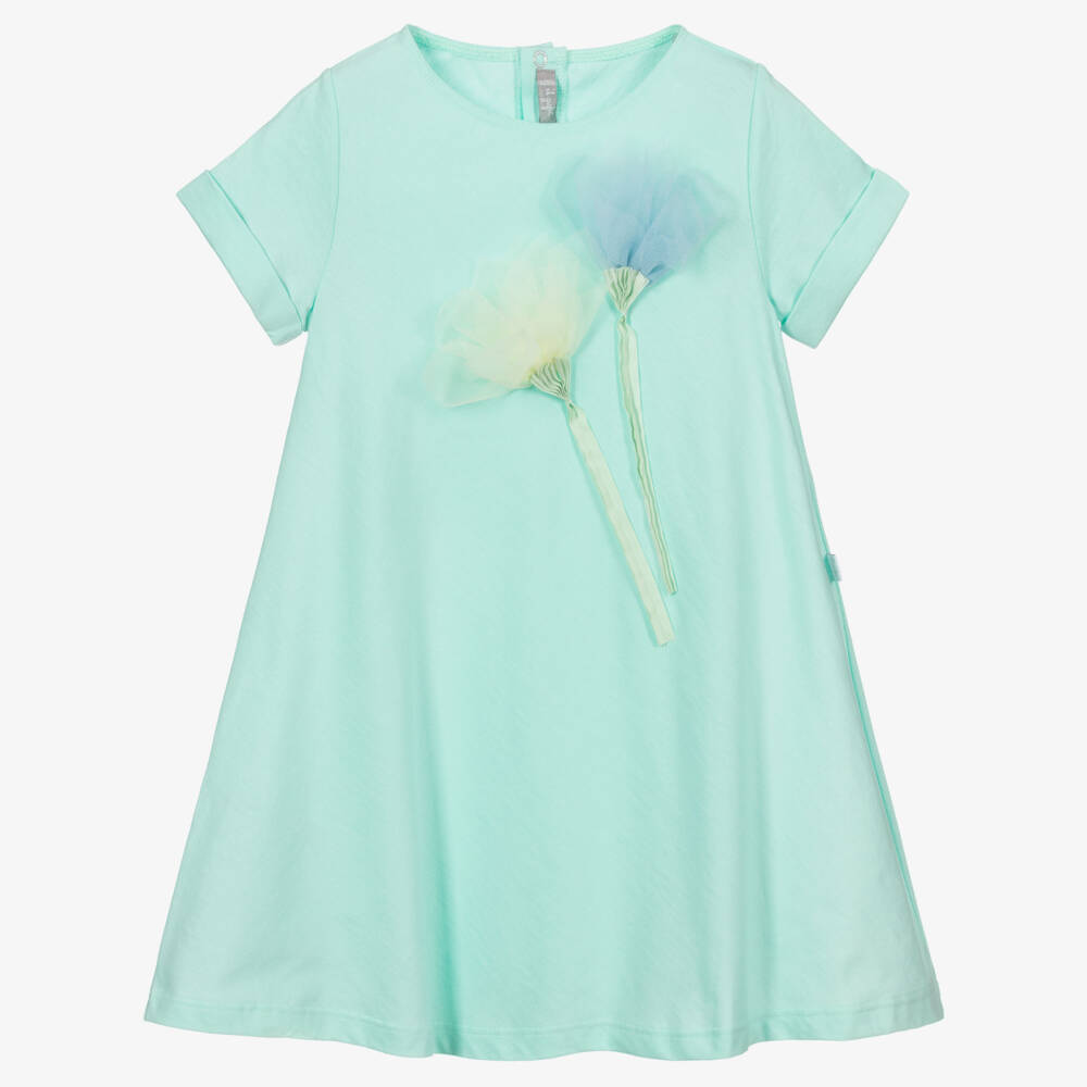 Il Gufo-فستان كاجوال قطن جيرسي لون أخضر فاتح | Childrensalon Outlet