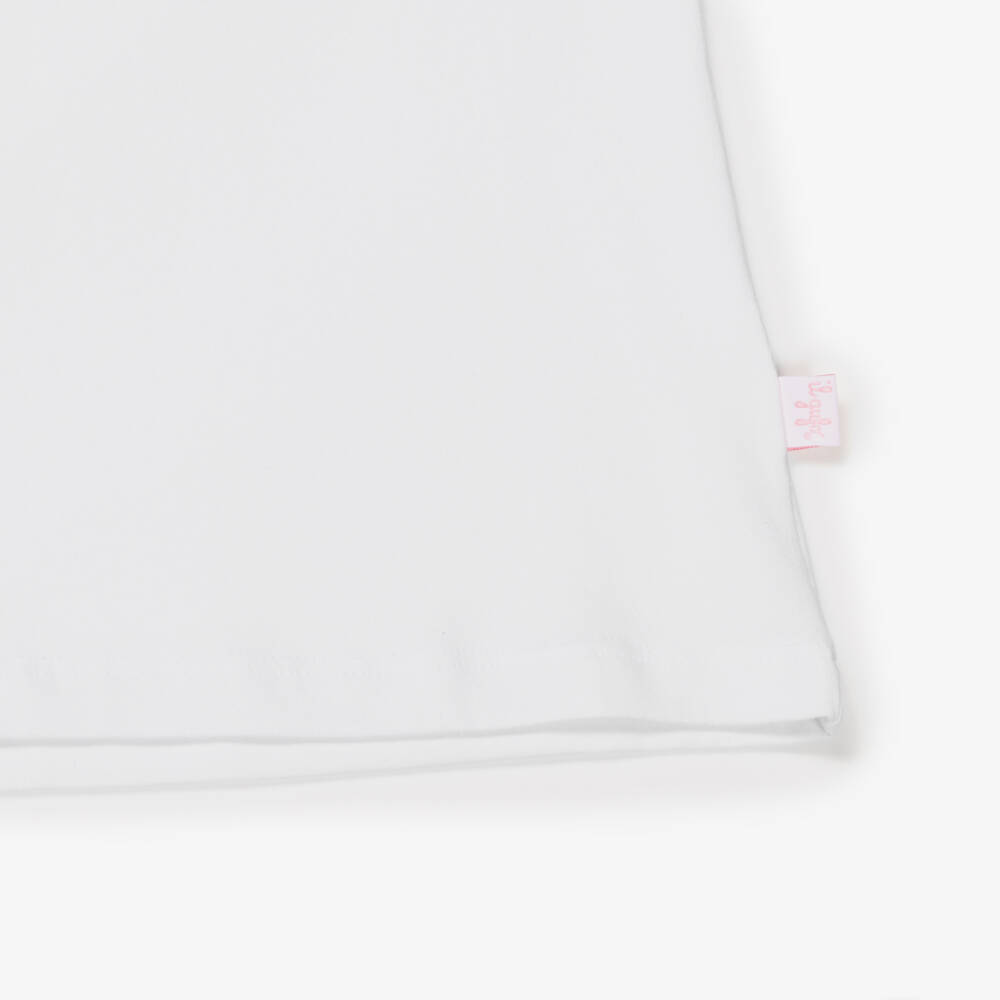 Il Gufo-Girls Cotton Tee with Pink Accent | Childrensalon Outlet