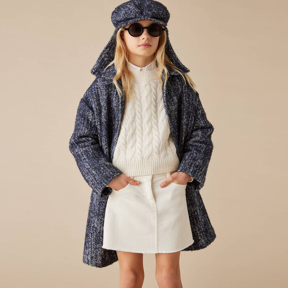 Il Gufo-Girls Cream Cable Knit Jumper | Childrensalon Outlet