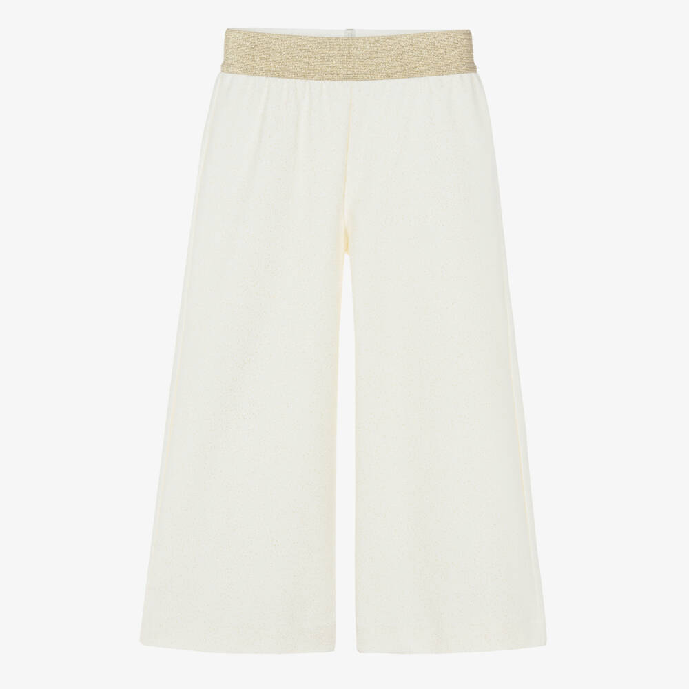 Il Gufo-Girls Cream & Gold Flared Trousers | Childrensalon Outlet