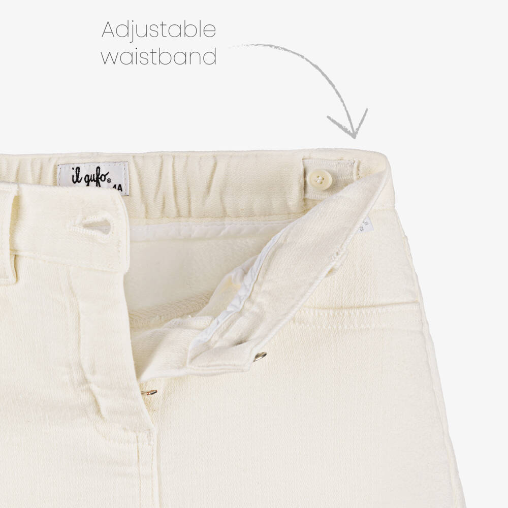 Il Gufo-Girls Cream Jersey Denim Skirt | Childrensalon Outlet