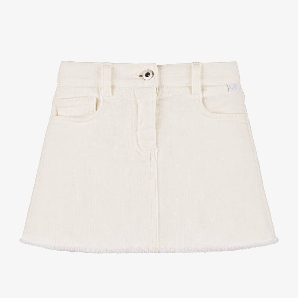 Il Gufo-Girls Cream Jersey Denim Skirt | Childrensalon Outlet