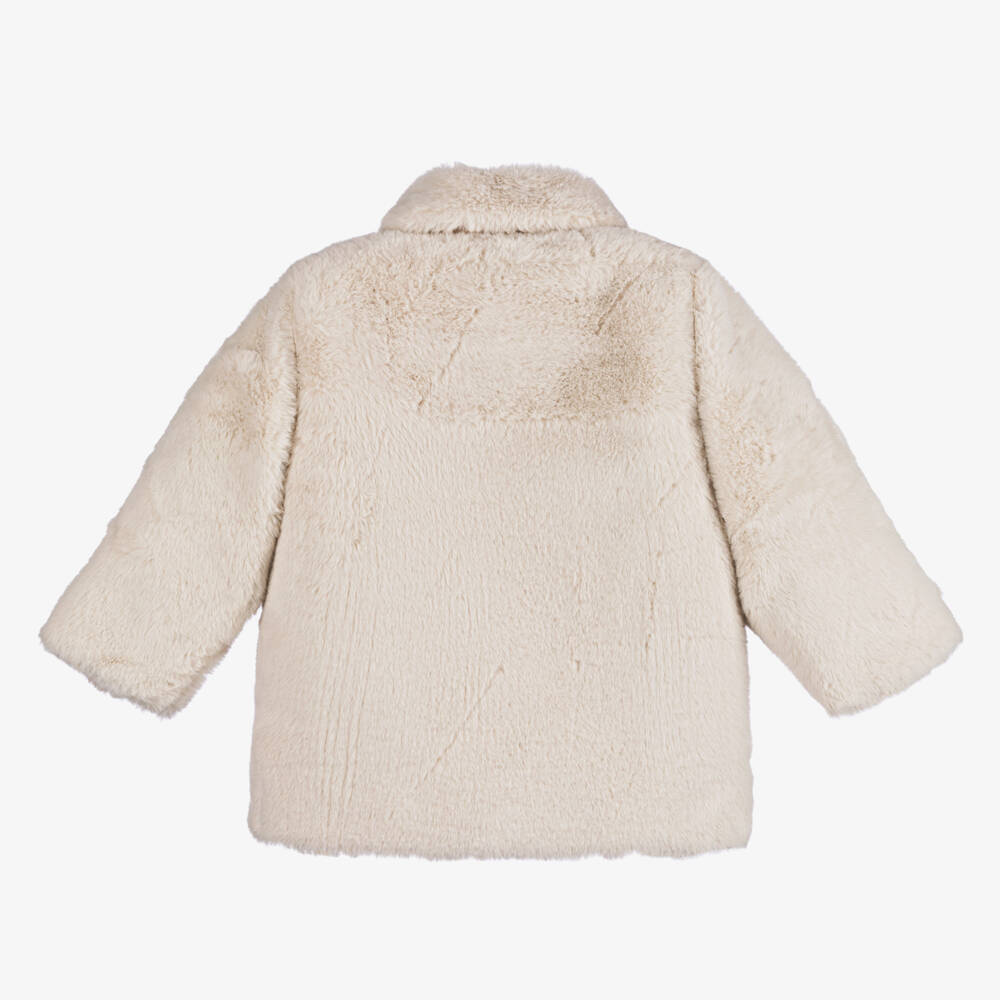 Il Gufo-معطف فرو صناعي لون عاجي للبنات | Childrensalon Outlet