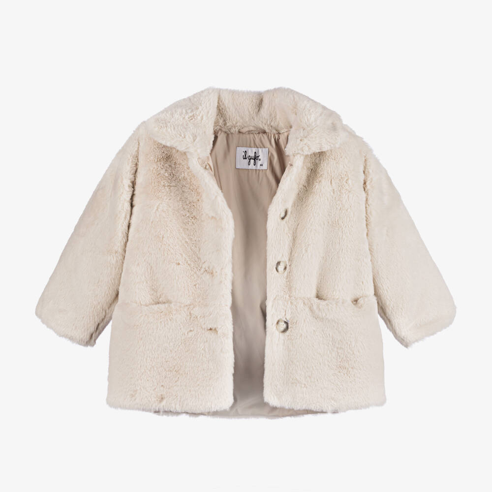 Il Gufo-معطف فرو صناعي لون عاجي للبنات | Childrensalon Outlet