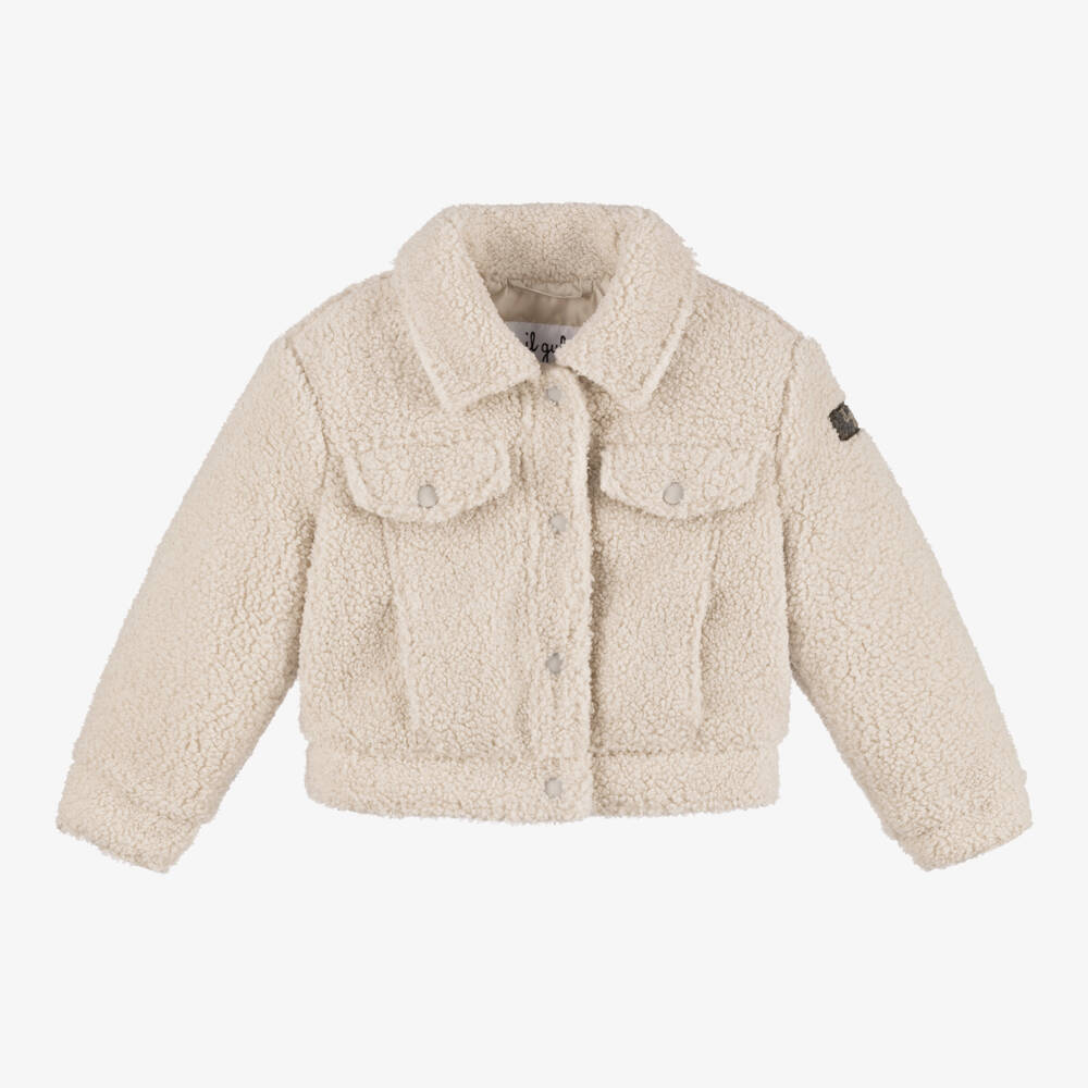 Il Gufo-Girls Cream Sherpa Coat | Childrensalon Outlet