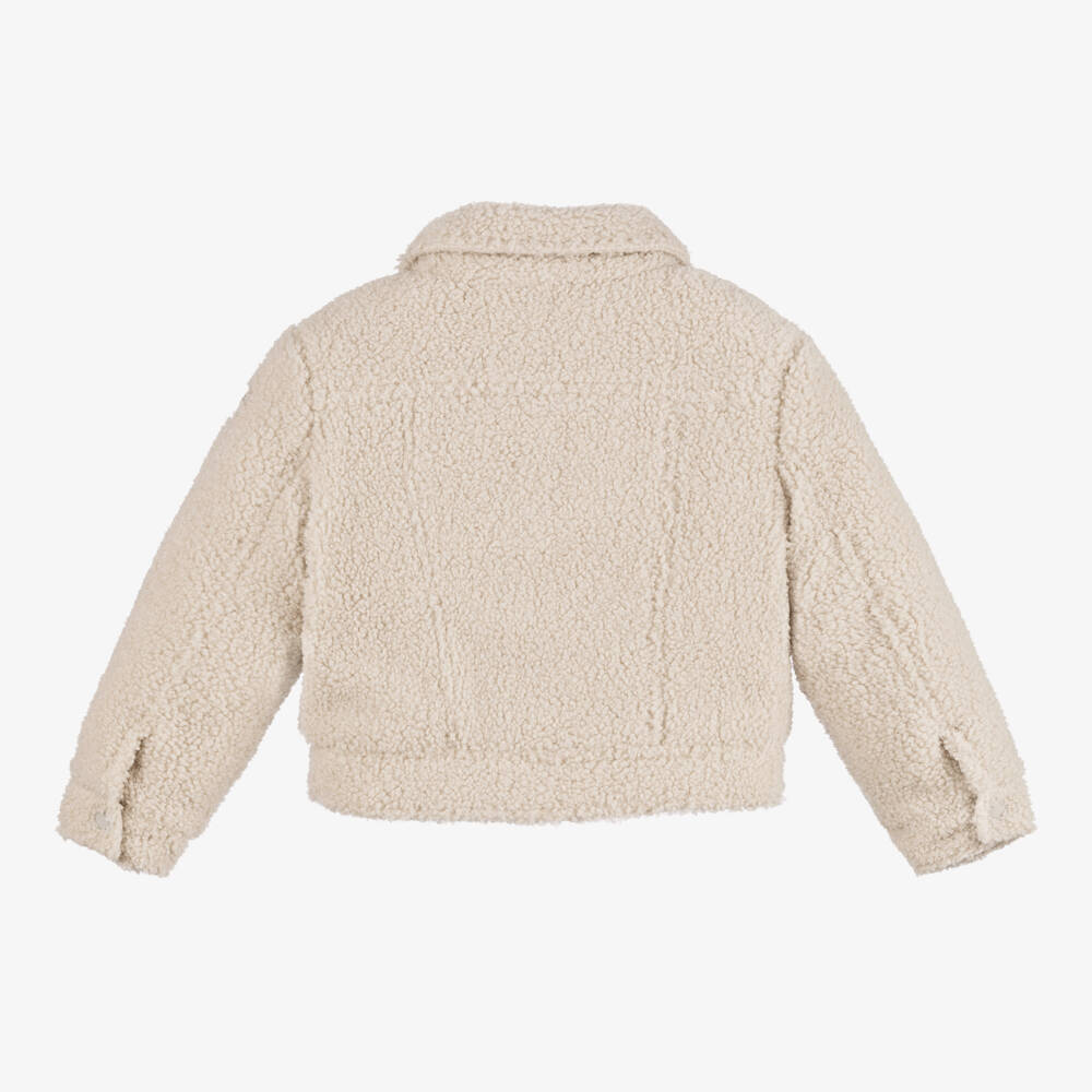 Il Gufo-Girls Cream Sherpa Coat | Childrensalon Outlet