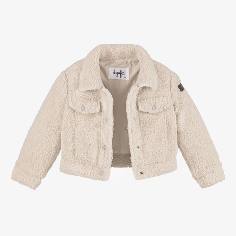 Il Gufo-Girls Cream Sherpa Coat | Childrensalon Outlet