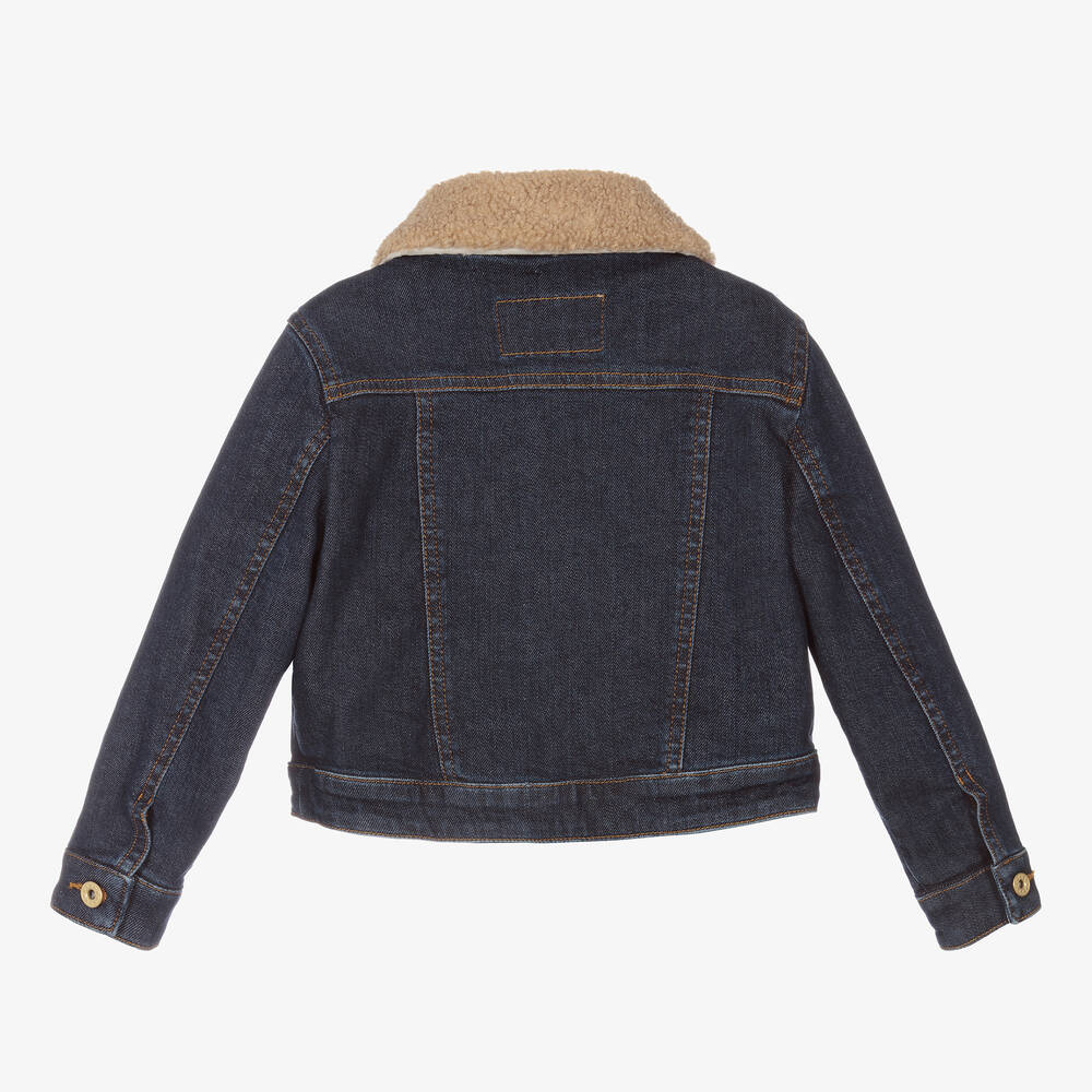 Girls dark blue denim jacket clearance
