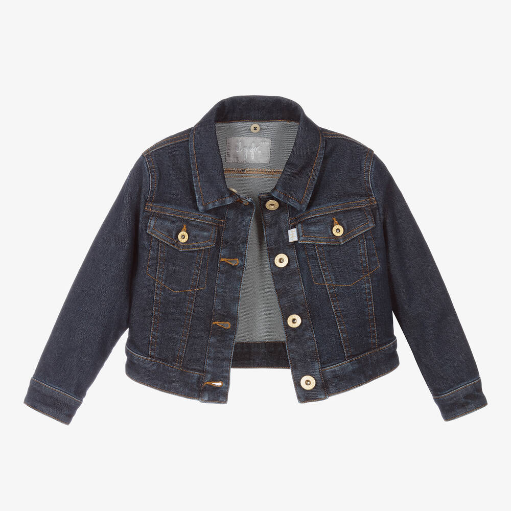 Il Gufo Girls Dark Blue Denim Jacket Childrensalon Outlet