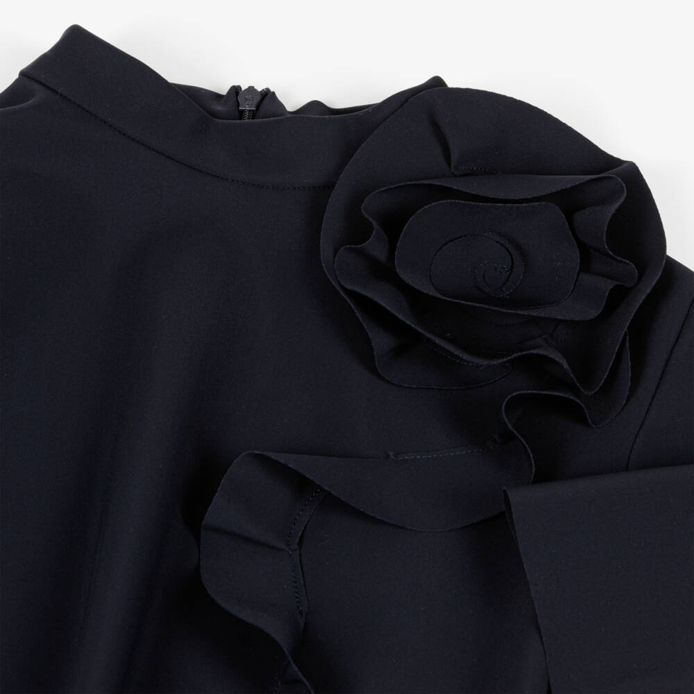 Il Gufo-Girls Dark Blue Floral Trouser Set | Childrensalon Outlet