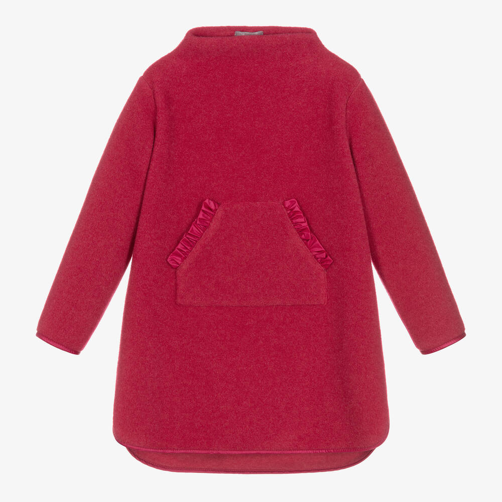 Il Gufo - Girls Deep Pink Fleece Pocket Dress | Childrensalon