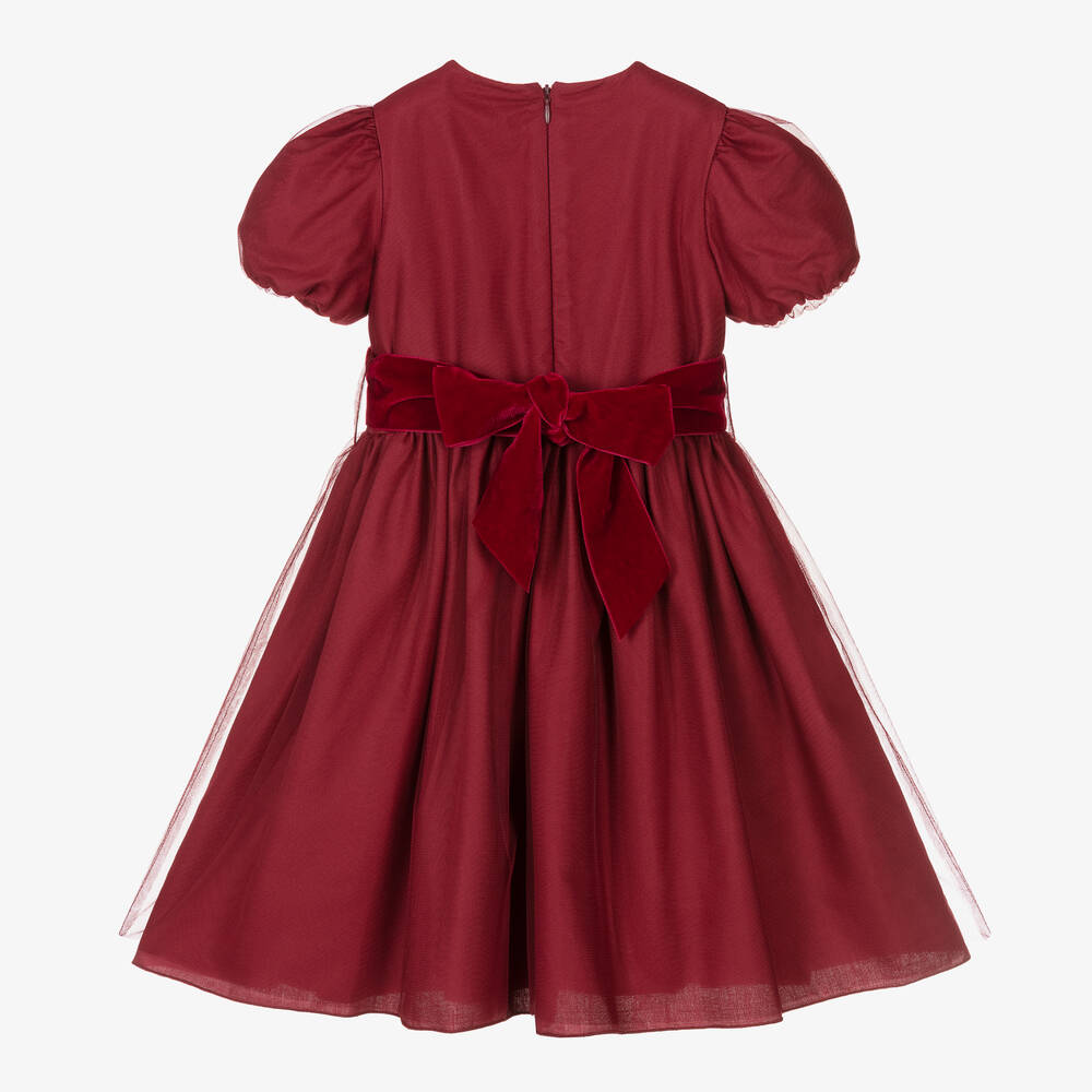 Il Gufo-Girls Deep Red Tulle Dress | Childrensalon Outlet