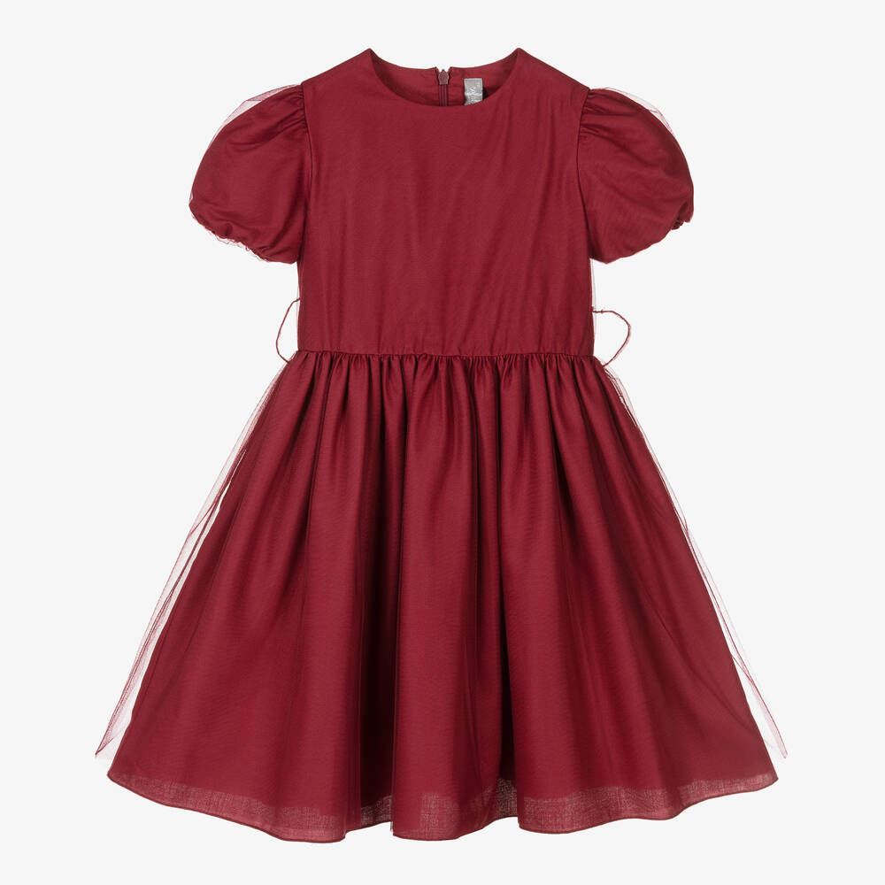 Il Gufo-Girls Deep Red Tulle Dress | Childrensalon Outlet