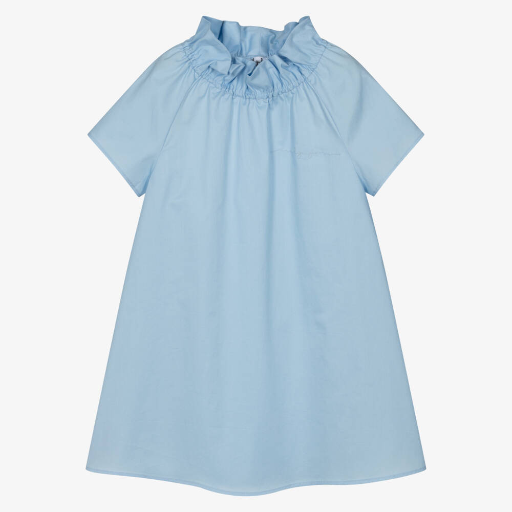 Il Gufo-Элегантное синее хлопковое платье для девочек | Childrensalon Outlet