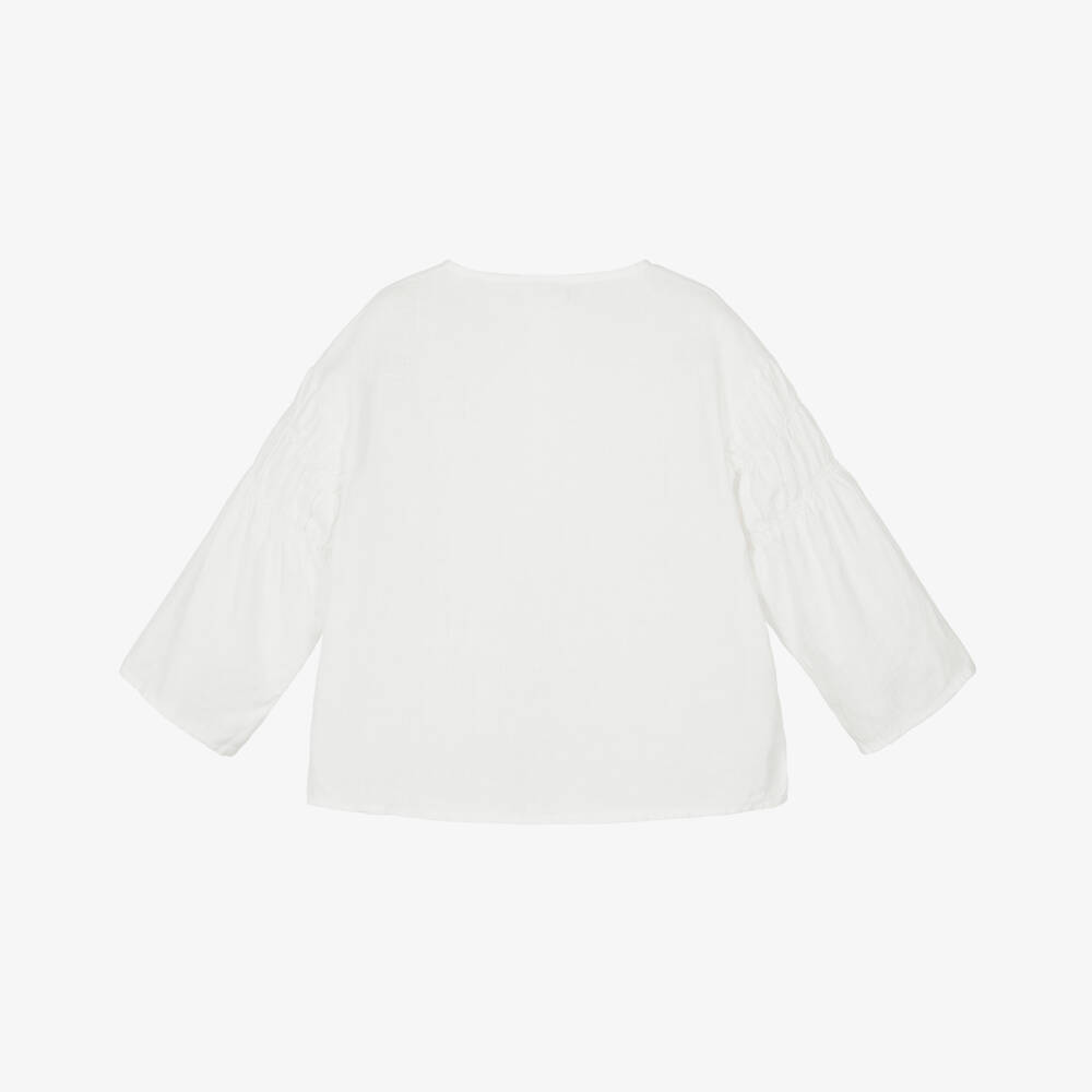 Il Gufo-Элегантный кремовый льняной топ для девочек | Childrensalon Outlet