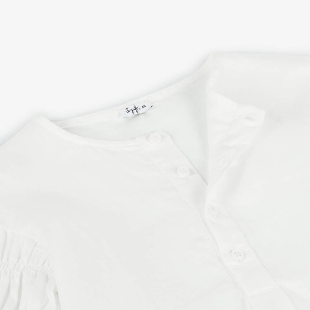 Il Gufo-Элегантный кремовый льняной топ для девочек | Childrensalon Outlet