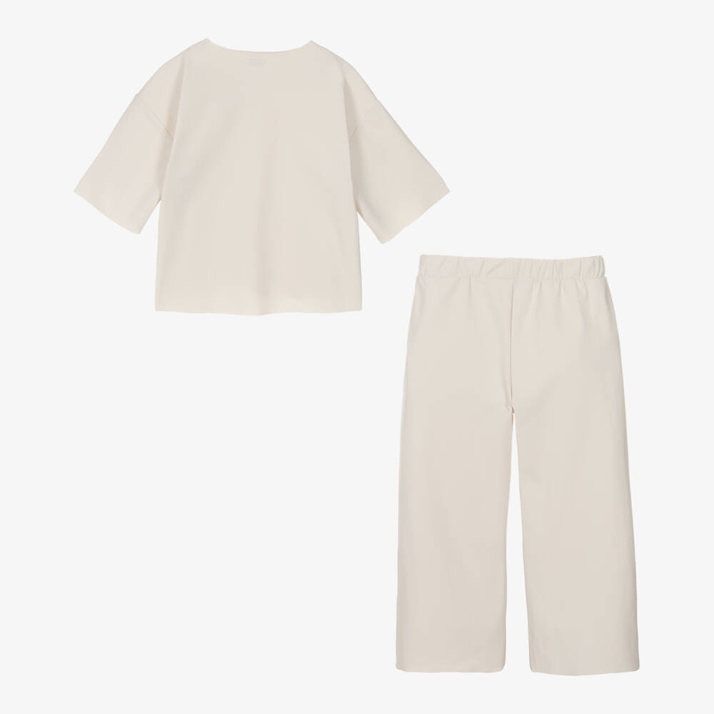 Il Gufo-Girls Elegant Ivory Bow Ensemble | Childrensalon Outlet