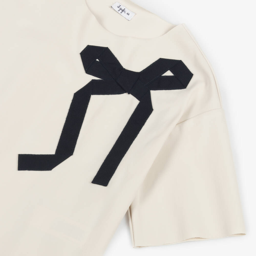 Il Gufo-Girls Elegant Ivory Bow Ensemble | Childrensalon Outlet