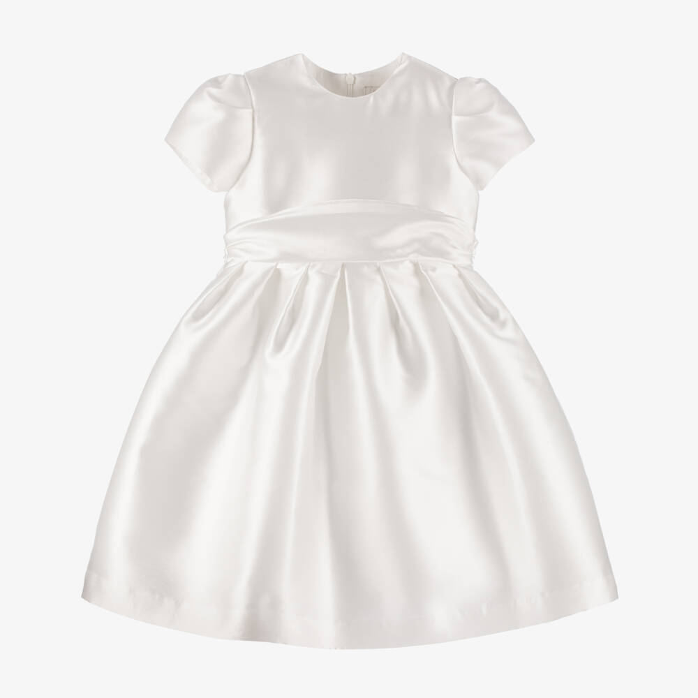 Il Gufo-Girls Elegant Ivory Satin Dress | Childrensalon Outlet