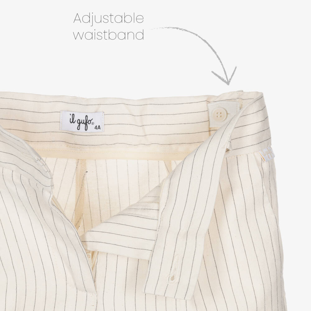 Il Gufo-Элегантные кремовые брюки в полоску для девочек | Childrensalon Outlet