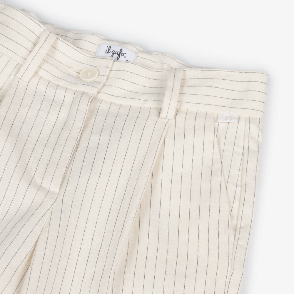 Il Gufo-Элегантные кремовые брюки в полоску для девочек | Childrensalon Outlet