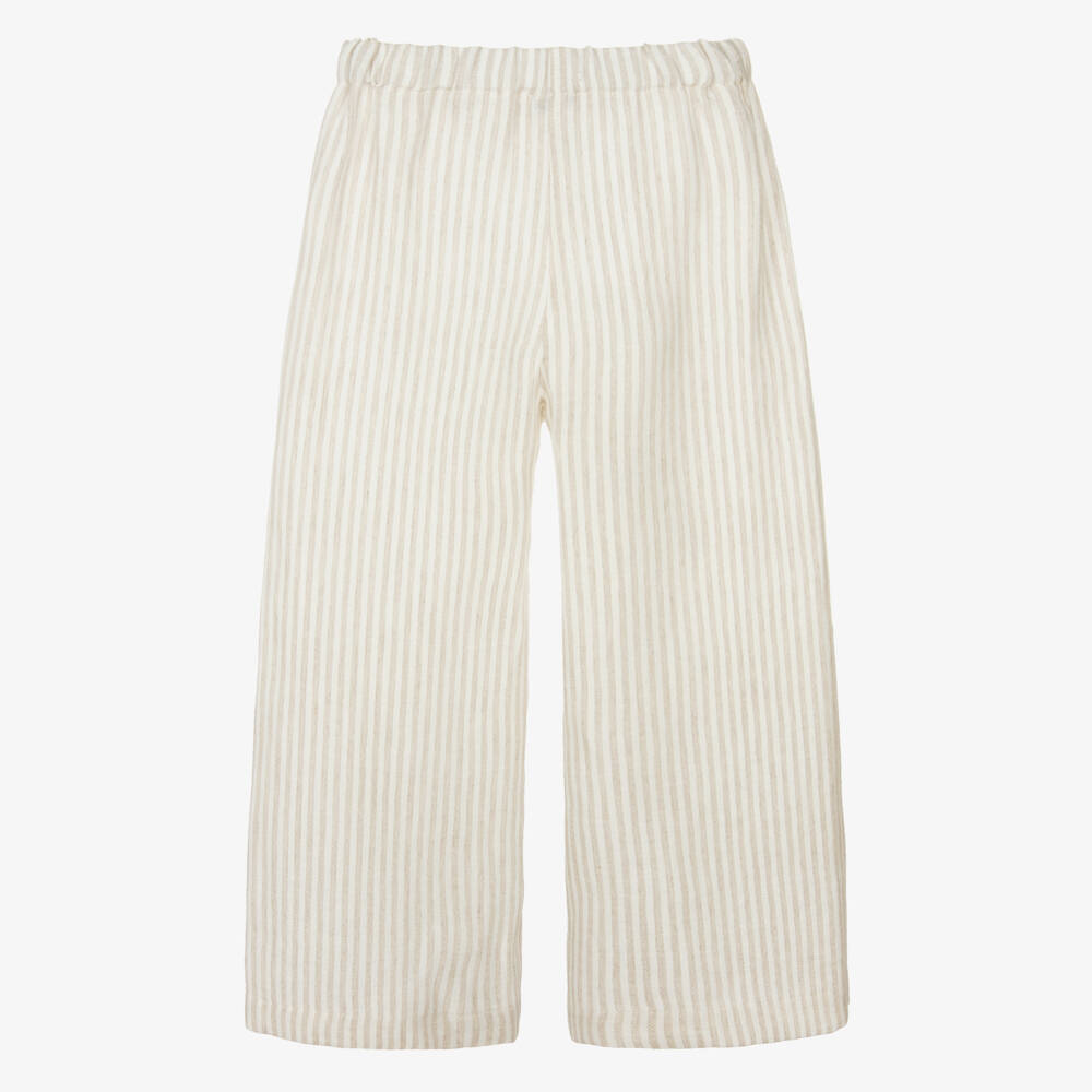 Il Gufo-بنطلون كتان مخطط أنيق للبنات | Childrensalon Outlet