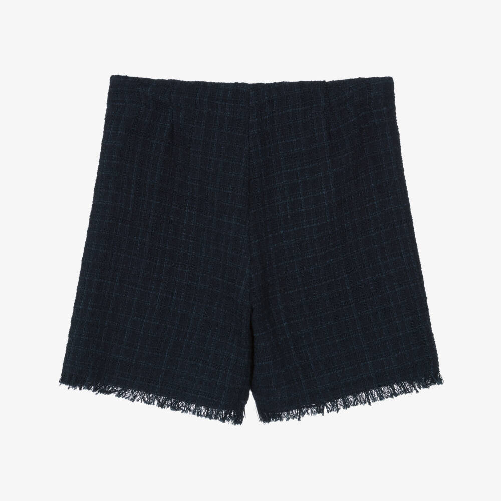 Il Gufo-Элегантные синие твидовые шорты для девочек | Childrensalon Outlet